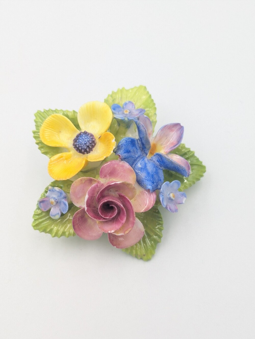 Vintage Bridgewood England bone china flower bouquet brooch pin